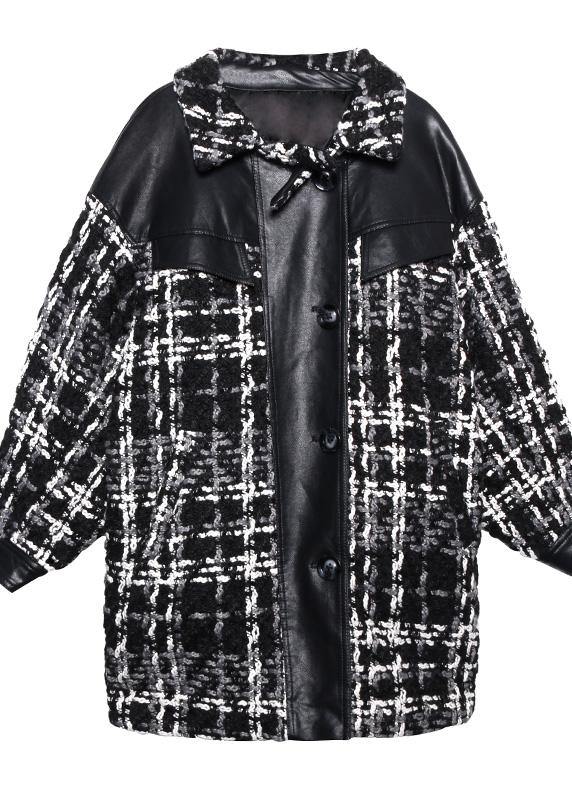 Loose Fitting Winter Coat Thick Outwear Plaid Patchwork Woolen Coats