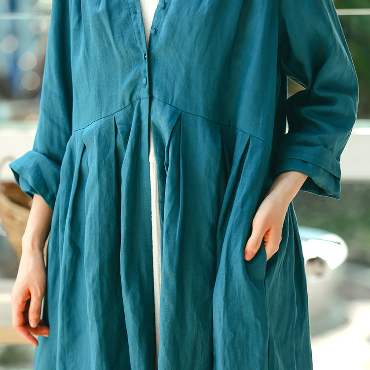 Blue Coat Oversized V Neck Cinched Boutique Long Sleeve Baggy Coat