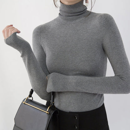 Gray Winter Sweater Loose Fitting High Neck Knitted Sweaters