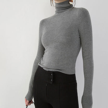 Gray Winter Sweater Loose Fitting High Neck Knitted Sweaters
