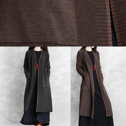 Oversize Maxi Coat Dull Green Pockets Coats
