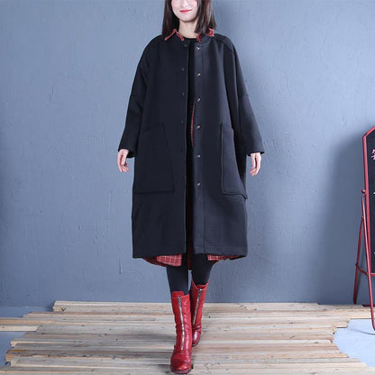 Clothing Black Side Open Fall Coats
