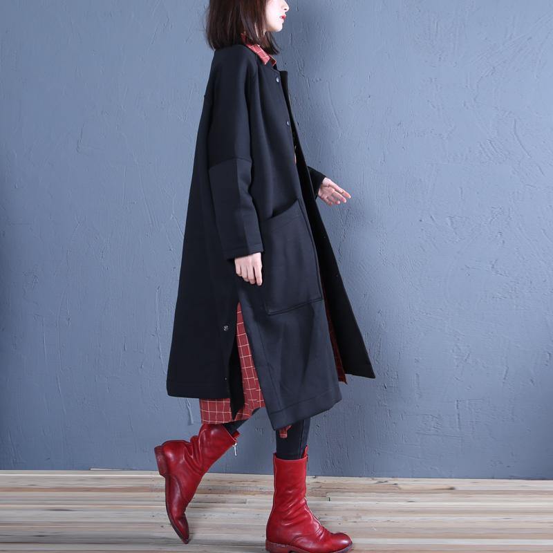 Clothing Black Side Open Fall Coats