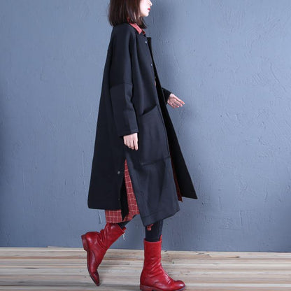 Clothing Black Side Open Fall Coats