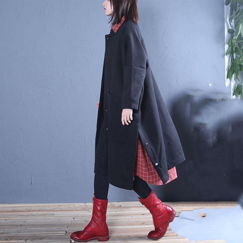 Clothing Black Side Open Fall Coats