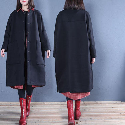 Clothing Black Side Open Fall Coats