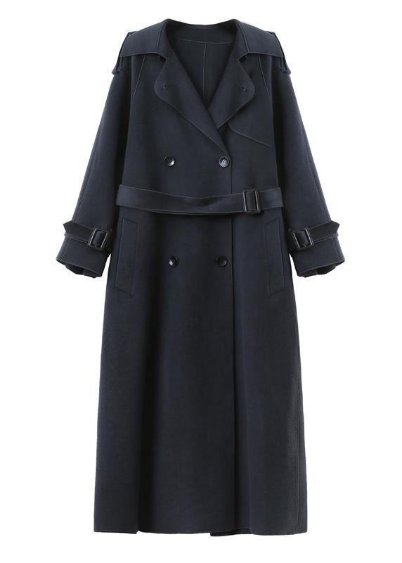 Clothing Long Winter Woolen Outwear Brown Lapel Double Breast Wool Coat for Woman