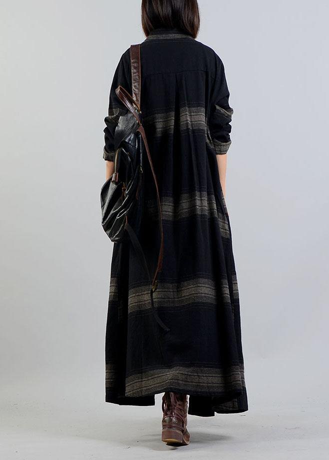Clothing Trench Coat Fall Black Plaid Lapel Button Coats