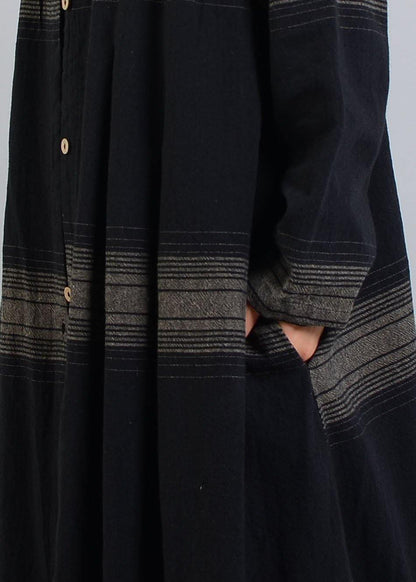 Clothing Trench Coat Fall Black Plaid Lapel Button Coats