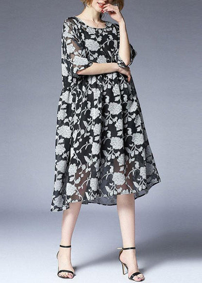 Summer Dress Loose Fitting Loose Summer Two Pieces 12 Sleeve Printed Dress