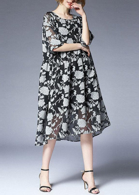 Summer Dress Loose Fitting Loose Summer Two Pieces 12 Sleeve Printed Dress