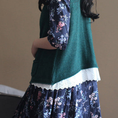 Warm Blackish Green Knit Sweaters Clothing Knitted Tops New Vest Shirt