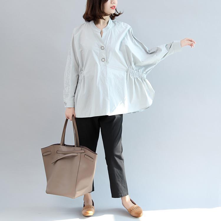 warm fall outfits gray embroidery cotton tops loose casual shirts