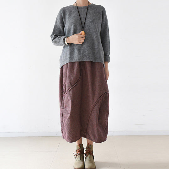 Warm Gray Winter Sweaters Back Open Knit Sweater Tops Causal Winter Pullover