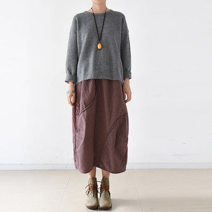 Warm Gray Winter Sweaters Back Open Knit Sweater Tops Causal Winter Pullover