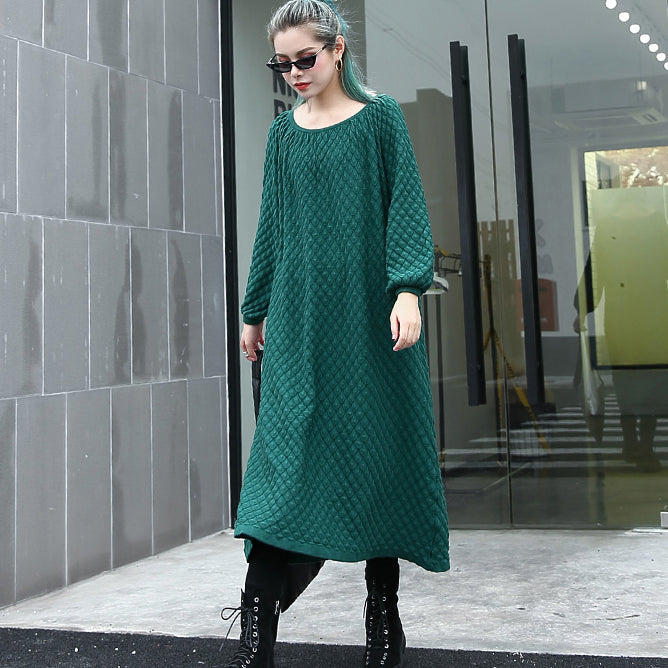 Warm Green Sweater Dresses O Neck Pullover Sweater Fine Long Sleeve Sweater