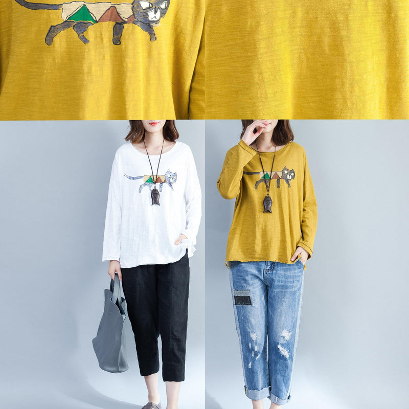 White Cotton Tops Oversize Long Sleeve Blouse
