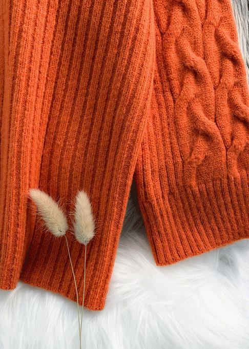 Wild Sweater High Neck Dresses Street Style Orange Hipster Knitwear