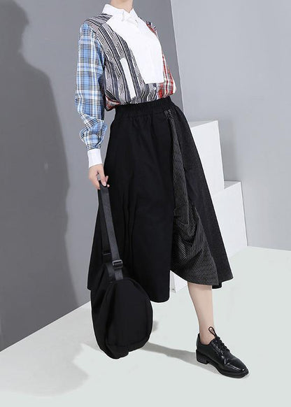 Winter Cotton Pants High Waist Patchwork Asymmetric Skirts