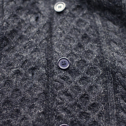 Winter Baggy Loose Navy Woolen Blended Knit Cardigans Pockets Cable Sweater Coat