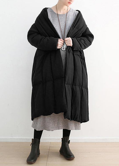 Winter Black Retro Thick White Duck Down Jacket Coat Coat Long Paragraph Knee
