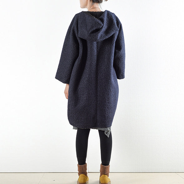 Winter Coats Navy Woolen Coats Jacket Winter Hoodie Coat