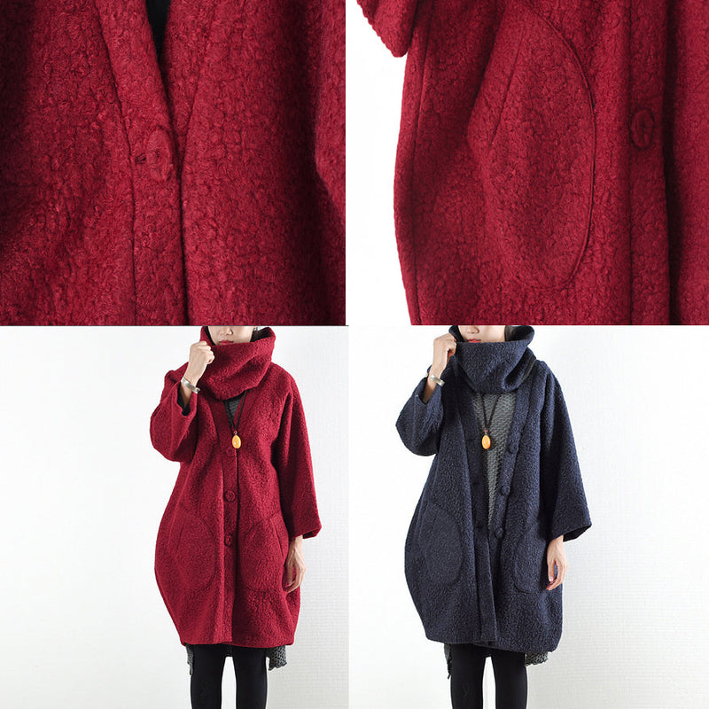 Winter Coats Navy Woolen Coats Jacket Winter Hoodie Coat