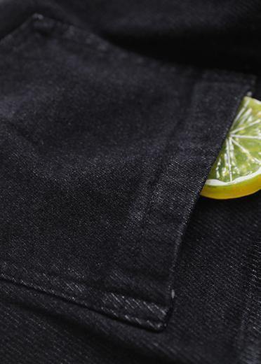 Winter New Denim Black Loose Pants Drawstring Thick Trousers