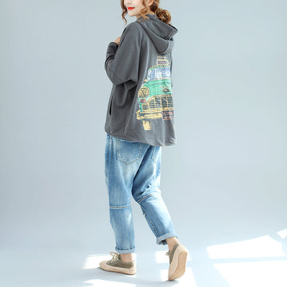 Winter New Gray Zippered Cotton Coats Hooded Short Outwear