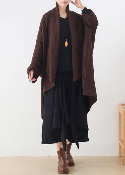 Winter New Knitted Bat Sleeve Thick Knit No Button Shawl Sweater Coat