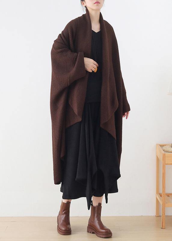 Winter New Knitted Bat Sleeve Thick Knit No Button Shawl Sweater Coat