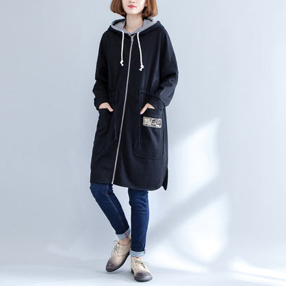 Winter Prints Cotton Sport Cardigans Oversize Side Open Coat