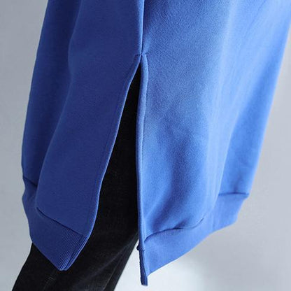 Winter Warm Blue Cotton Dresses Tassel Decorated Traveling Dress