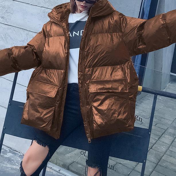 Loose Fitting Snow Jackets Jackets Chocolate Hooded Zippered Goose Down Coat