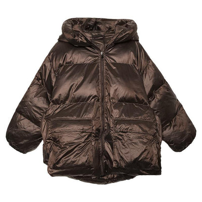 Loose Fitting Snow Jackets Jackets Chocolate Hooded Zippered Goose Down Coat