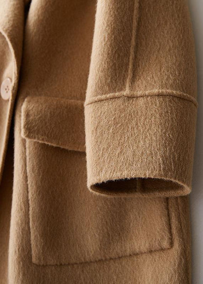 Loose Fitting Winter Jackets Big Pockets Coats Beige Wool Coat