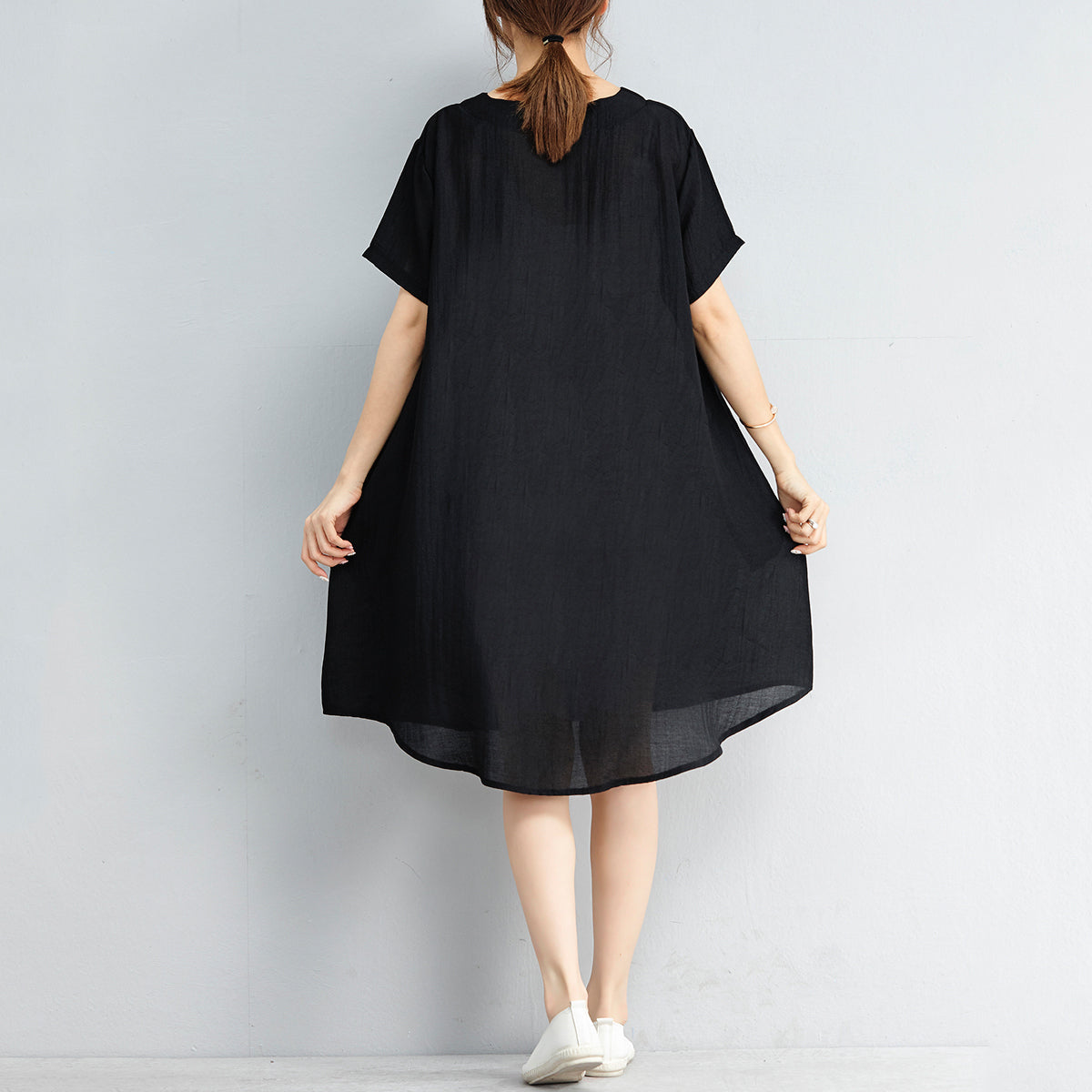 Black Chiffon Midi Dresses Maxi Dress New Short Sleeve Animal Print Clothing Dress