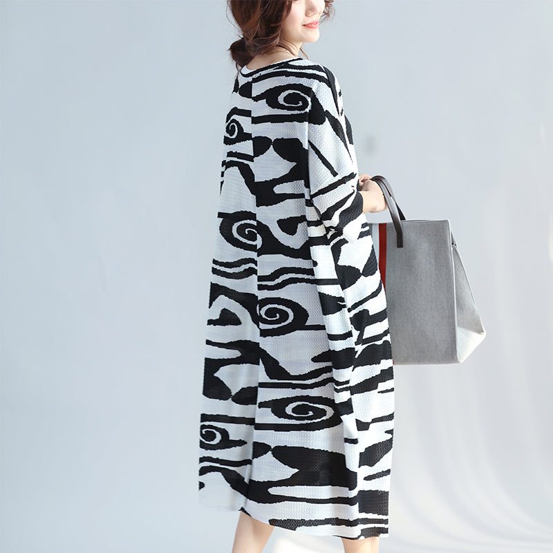 Black Cotton Knee Dress Dress New Short Sleeve Asymmetric Striped Cotton Dresses