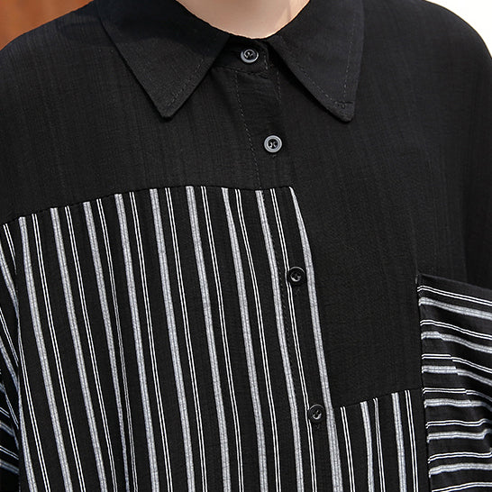 Black Linen Dresses Loose Fitting Linen Clothing Dresses Fine Patchwork Striped Cotton Clothing