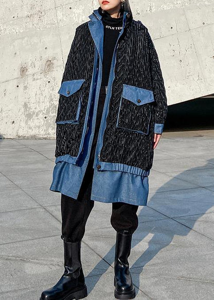 Black Outwear Snow Jackets Lapel Zippered Winter Outwear