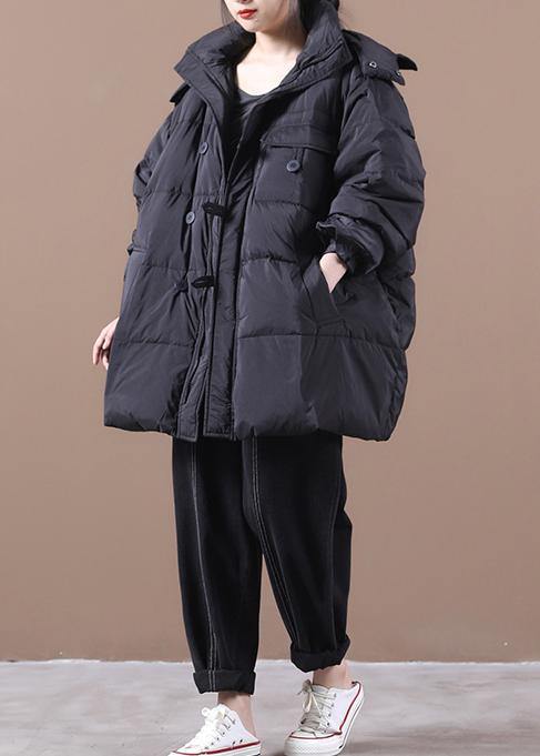 Black Warm Winter Coat Jacket Hooded Zippered Jackets