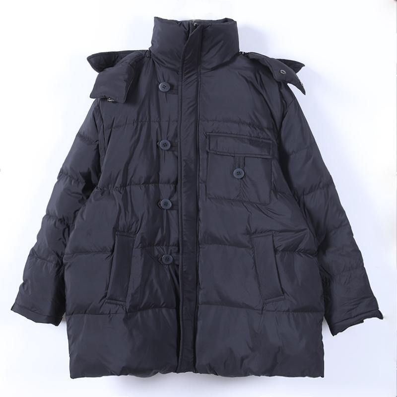 Black Warm Winter Coat Jacket Hooded Zippered Jackets