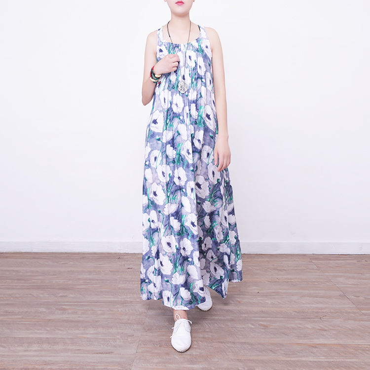 Blue Prints Cotton Caftans Big Hem Caftans New Sleeveless Kaftans