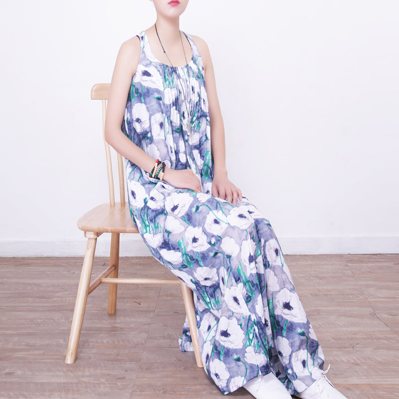 Blue Prints Cotton Caftans Big Hem Caftans New Sleeveless Kaftans