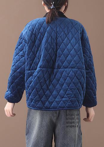 Blue Parka Jackets & Coats O Neck Thick Winter Outwear