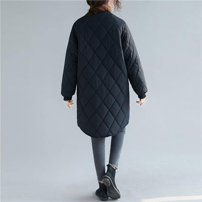 Down Coats Black Stand Collar Zippered Overcoat