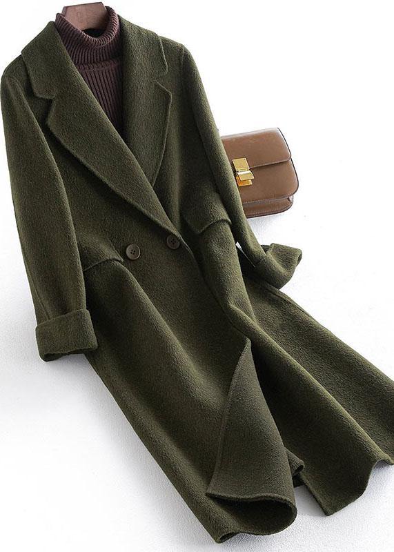 Long Coats Pockets Coats Brown Notched Wool Coat