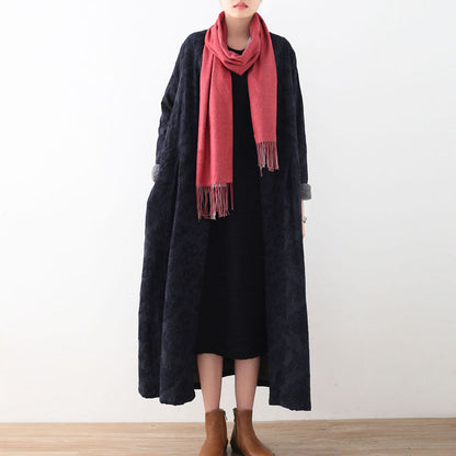 Dark Blue Cotton Jackets Winter Coat Fine Long Jackets