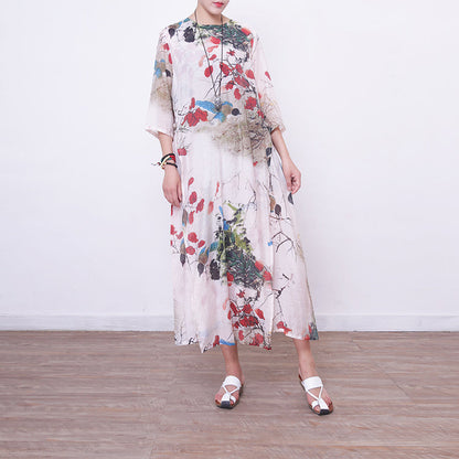 Maxi Dress Bracelet Sleeved Gown O Neck Gown