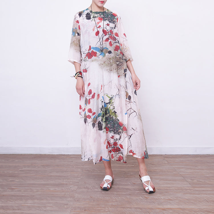 Maxi Dress Bracelet Sleeved Gown O Neck Gown